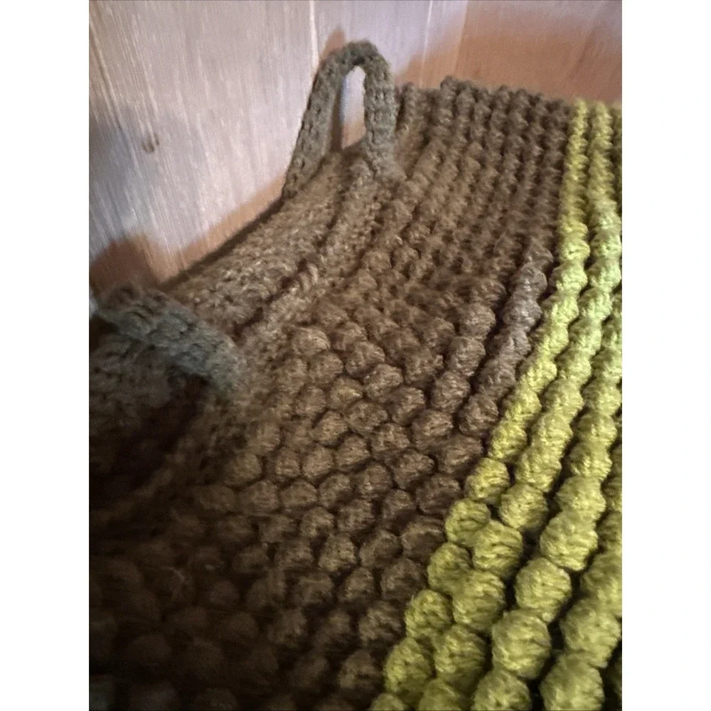 Vintage‎ LargeDouble Handled Crochet Bubble Stitch Hobo Bohemian Style Handbag
